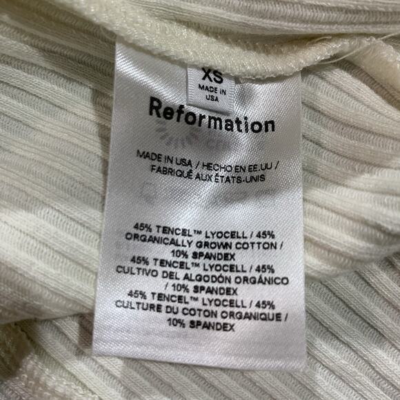 Reformation White Dress XS Bruno Stretch Knit Striped - Picture 9 of 16